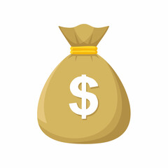 Gold Money Bag with Dollar Symbol Illustration