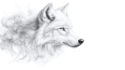 Naklejka premium Majestic Arctic Wolf: A Penciled Masterpiece