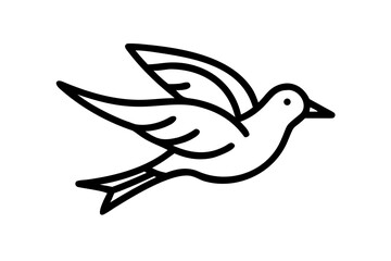 Fototapeta premium Stylized Vector Silhouette of a Dove in Flight with Wings Spread Wide bird