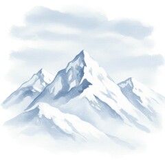 Obraz premium Serene Snowcapped Mountain Range Watercolor Painting