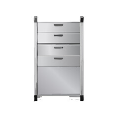 Medical cart with drawers and wheels for clinic or hospital, steel and metallic design, mobile storage, healthcare facility supplies and equipment
