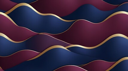 Fototapeta premium Elegant Abstract Background Deep Blue and Burgundy Waves with Gold Accents Abstract Background