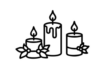 Three Christmas Candles Silhouette with Transparent Background holiday celebration