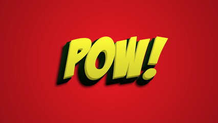 Bold yellow Pow text on red