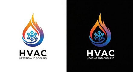 HVAC heating and cooling logo with snowflake and flame