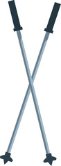 Two adjustable nordic walking poles crossed over a white background represent an active lifestyle