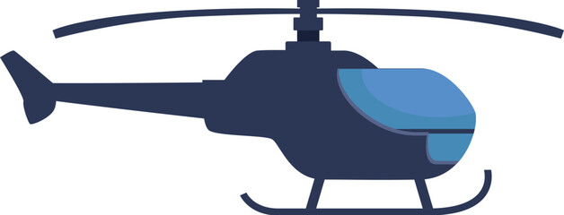 Obraz premium Dark blue helicopter flying in the sky, air transport, private helicopter, side view