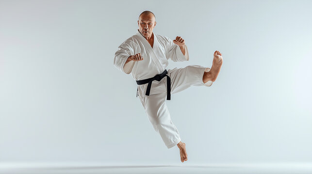 格闘技家　日本人 侍 シニア男性 空手家 武術家 柔道家 極真空手 足技 KARATE JUDO DOUGI NINJA	
