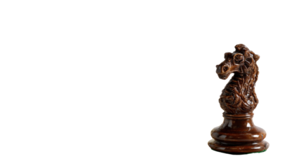 Knight's Game Piece: A solitary, intricately carved knight chess piece, rendered in exquisite detail, stands poised, hinting at strategic decision and intellectual contest. 
