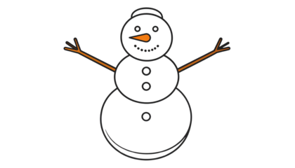 Minimalist snowman illustration in line art style great for seasonal design themes Vector illustration isolated on transparent background