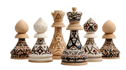 Chess Pieces Display: An intricately carved and finely detailed set of chess pieces stands ready, each unique design adding an aesthetic to the game of strategic skill.