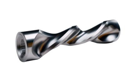 Intricate Steel Spiral: A detailed, studio shot of a beautifully crafted steel spiral with a polished, reflective surface, showcasing its industrial elegance and precision design.