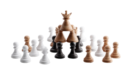 Chess Game Strategy: A meticulously arranged chess pieces, symbolizing strategic planning and decisive action in the game of chess.