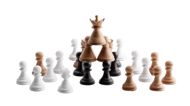Chess Game Strategy: A meticulously arranged chess pieces, symbolizing strategic planning and decisive action in the game of chess.