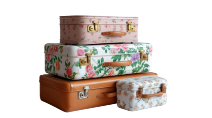 Vintage Luggage Tower: A charming collection of vintage luggage, stacked elegantly to form a harmonious tower. The diverse colors and textures create a delightful visual symphony.