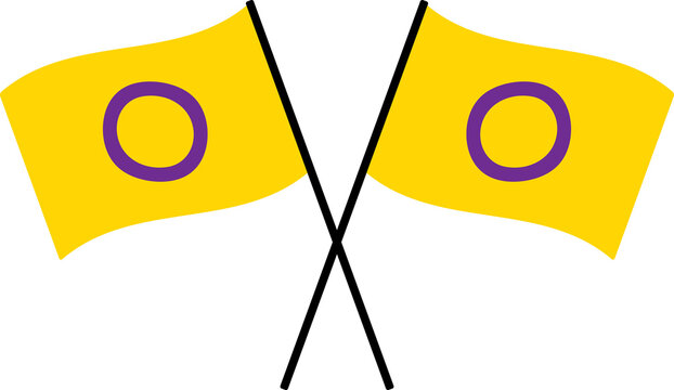 Yellow with purple circle intersex flags. LGBTQI concept. Flat design illustration.