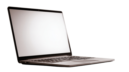 Modern laptop with a blank screen, perfect for showcasing digital content or tech-related themes.