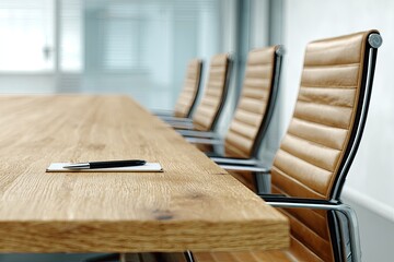 Empty conference room table with chairs