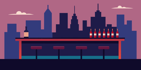 Luxury Penthouse Bar with Skyline Views