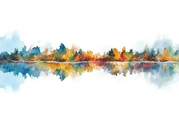 Fototapeta premium Lake nature landscape panoramic.