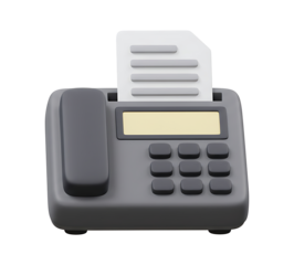 3D icon of a retro fax machine for office communication. Isolated render of old technology for business concepts.