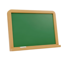 Empty classroom chalkboard with a wooden frame and chalk. A concept for learning, teaching, and educational presentations.