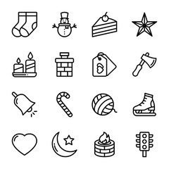 Fototapeta premium Winter Vector Outline Icon. Set 3