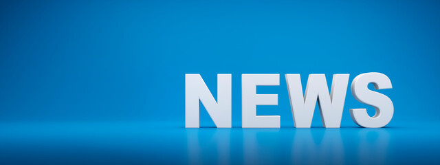 News - White letters on blued colored background