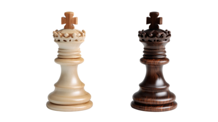 Chess Kings: A stark contrast of light and dark chess kings, standing in stark contrast, symbolizing strategic intellect and the art of tactical decision-making.