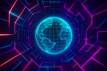Obraz premium Holographic Globe Tunnel