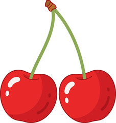 Vector illustration icon of a simple cherry couple without leaves