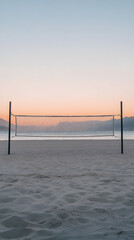 Serene Morning at An Empty Sand Volleyball Court  