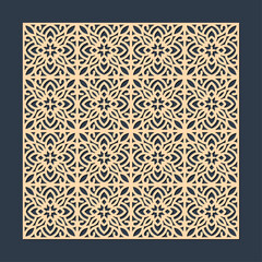 Geometric laser cut pattern with intricate floral motifs and symmetry vector