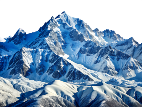 snow capped mountains under a clear sky during win isolated on white background PNG , AI GENERATED