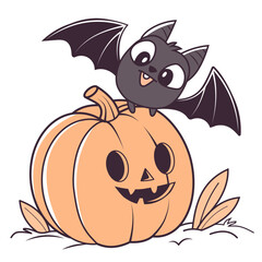 Halloween pumpkin with bat
