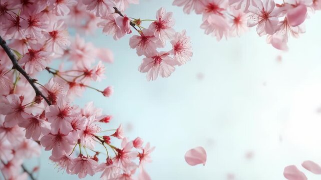 Ai generated video with a cherry tree's branches moving in the sky 
