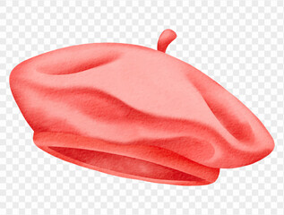 Watercolor red beret hat for art, fashion, and school creativity vector.