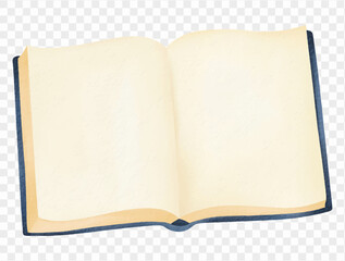 Watercolor open book for reading, studying, and school learning vector.