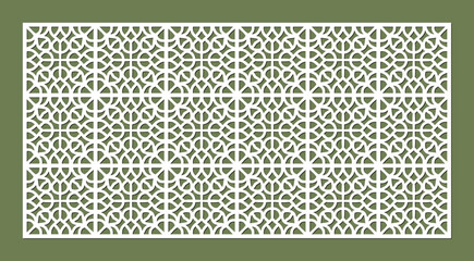 Intricate geometric pattern with repeating circular and square motifs, perfect for decorative screens and architectural elements vector