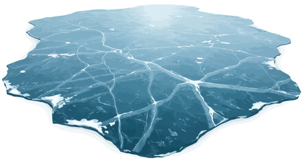 A polygonshaped ice floe with blue tones  white cracks seemingly floating © Rama