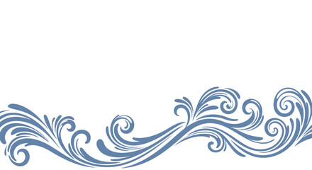 Fototapeta premium An abstract repeating pattern of stylized flowing swirls and curves in shades of blue on a white background