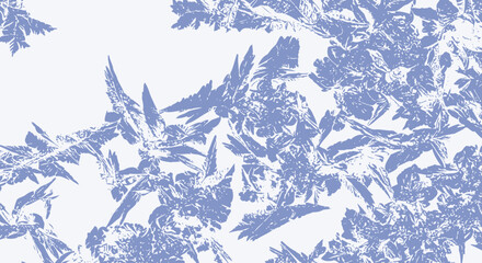 Blue foliage pattern against a light background with sharp leaves in a chaotic arrangement