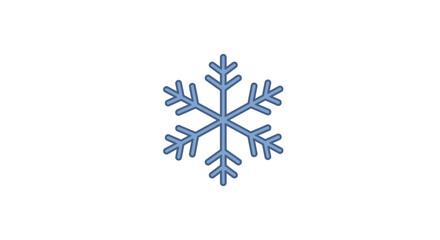 Blue snowflake with six points on white background winter symbol