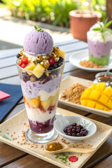 Delicious Filipino Halo-Halo Dessert with Ube Ice Cream