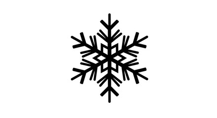 Symmetrical 6pointed black snowflake with geometric center  branchlike arms on a white background