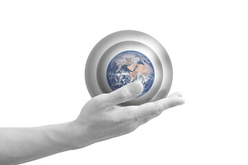Global warming, pollution, environmental concepts. Hand holding earth. element of this image are furnished by NASA	

