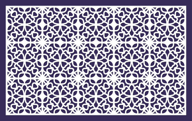 Intricate geometric pattern with repeating floral motifs, a decorative laser cut screen design vector