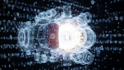 Futuristic Engine Blueprint: Digital Transformation and Technological Innovation - Powered by Adobe