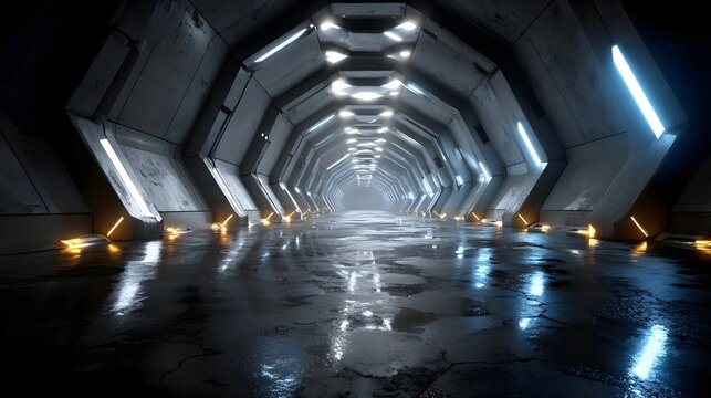 Futuristic tunnel corridor