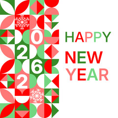 Happy New Year Christmas Bauhaus Minimalist Art Geometric Abstract Background